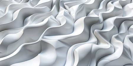 The image is a white and gray wave pattern. The waves are very smooth and continuous, giving the impression of a calm and peaceful ocean. The colors are muted and soft, creating a sereneの素材