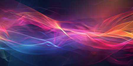 A colorful wave with a blue background. The colors are bright and vibrant, creating a sense of energy and excitement. The wave appears to be moving and flowing, giving the impression of motionの素材