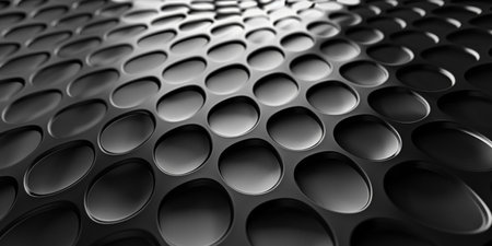 A close up of a black and white image of many small circles. The circles are all the same size and are arranged in a pattern. The image has a minimalist and modern feel to itの素材