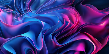 A blue and pink fabric with a wave pattern. The colors are vibrant and the design is abstractの素材