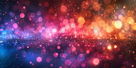 A colorful background with many small circles. The circles are of different sizes and colors. The background is a mix of blue, red, and purple. The circles are scattered all over the backgroundの素材