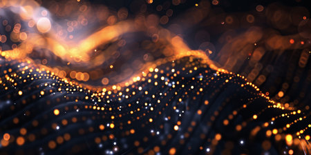 A black and orange background with a lot of dots. The dots are scattered all over the background and they are of different sizes. The background is very busy and it gives off a feeling of chaosの素材