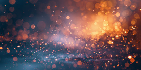A blurry image of a blue background with orange and yellow dots scattered throughout. The image has a dreamy, ethereal quality to it, as if it were captured in a moment of timeの素材