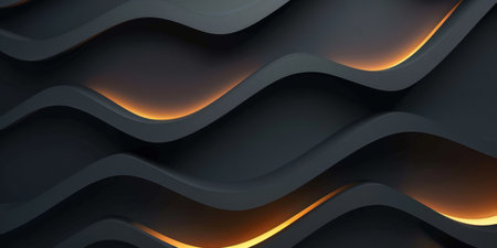 A black and white image of a wave with a yellow light shining on it - stock background.の素材