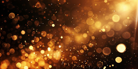 A blurry image of gold and black with many small circles. The circles are of different sizes and are scattered throughout the image. The image has a dreamy, ethereal quality to itの素材