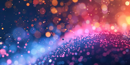 A colorful galaxy with many small dots scattered throughout. The dots are of different sizes and colors, creating a sense of depth and movement. Scene is one of wonder and awesomeの素材