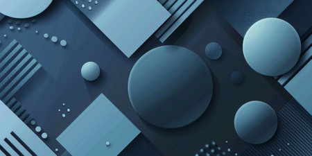 A blue background with a variety of shapes and sizes of circles - stock background.の素材