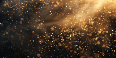 A bright, golden background with a lot of small, sparkling dots. The dots are scattered all over the background, creating a sense of movement and energy. Scene is lively and dynamicの素材