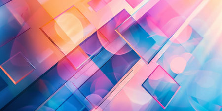 A colorful abstract background with squares and circles - stock background.の素材