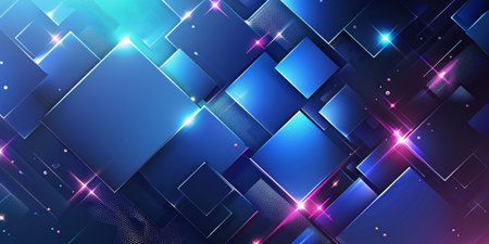 A blue background with many squares and stars - stock background.の素材