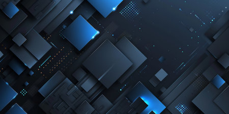 A blue background with squares of different sizes - stock background.の素材