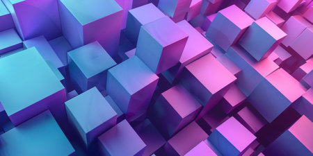 A colorful image of blocks in various shades of blue and purple - stock background.の素材