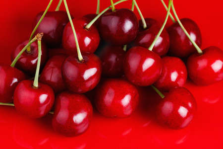Group, Vibrant Cherry on a Red Background