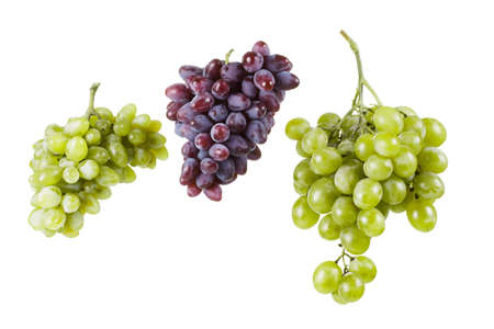 Ripe grapes isolated on a white backgroundの写真素材