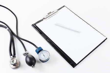 Medical stetoscope and tonometer for the measurement of blood pressure.の写真素材