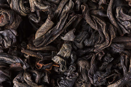 Large Black tea dry leaves. Macro, backgroundの写真素材