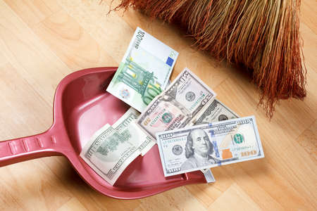 Concept of dirty money, financial problems and crimeの写真素材