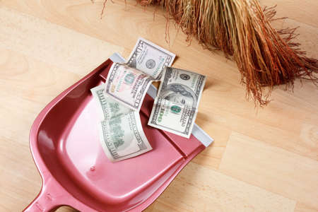 Concept of dirty money, financial problems and crimeの写真素材