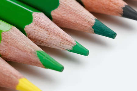 Red Pencils macro on white background closeup, school suppliesの写真素材