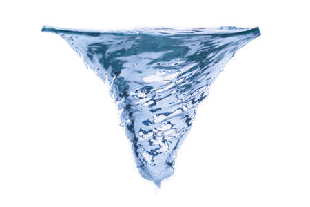 Transparent whirlpool of water, swirl on white isolateの写真素材