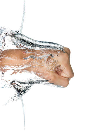 Man hit the water punch, concept of power and assertivenessの写真素材