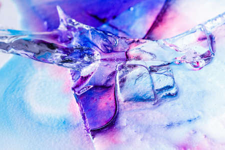Ice texture background, ink in water pattern frost. Crystal winter colorful, multicolor designの写真素材