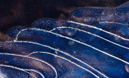 Ice pattern background on the surface of the pond or river. Macro frost crystal winter designの写真素材