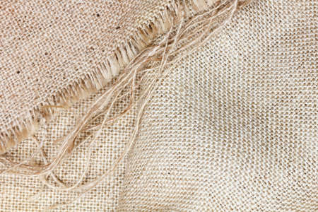 Rough burlap, cloth and thread closeup macroの写真素材