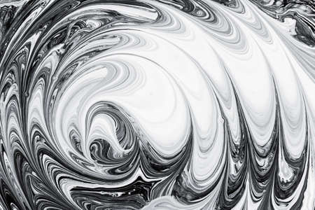 abstract background pattern texture, white and black mineral oil marble painting on water, stone blob conceptの写真素材