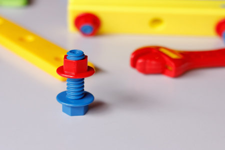 Plastic toys for child, screws and nuts