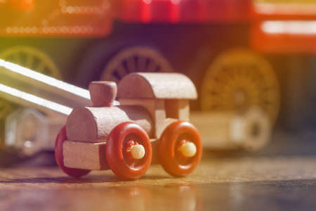 A small children's toy train on the playgroundの写真素材