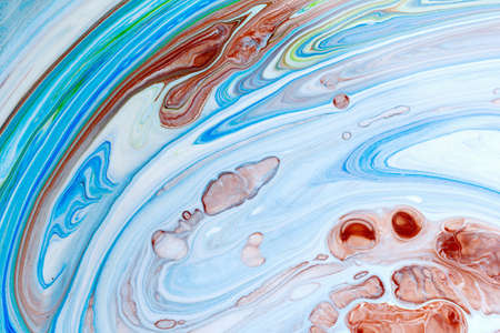 Abstract pattern, Traditional Ebru art. Painting on water, followed by paper prints. Color ink paint with waves. Marble background.の写真素材