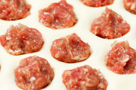 Process of cooking traditional Italian ravioli dumplings.の写真素材