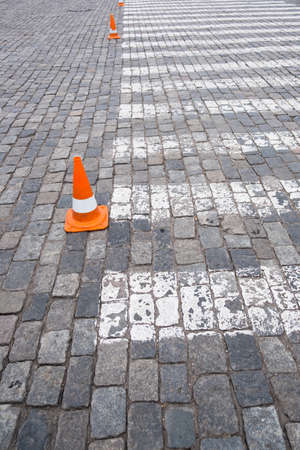 crosswalk on road for safety people walking cross the street.の写真素材