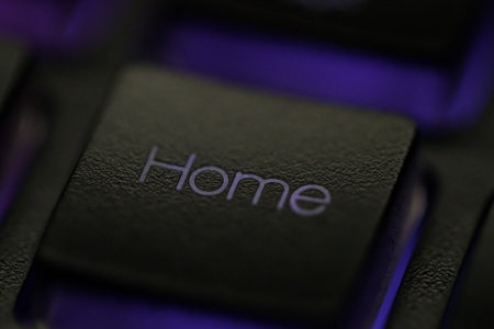 Home key macro on laptop or PC keyboard. concept of return, back, past.