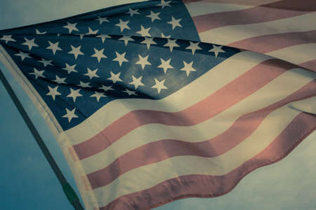Old American flag background for Memorial Day or 4th of July or Dependence Day, effect by vintage style toneの写真素材