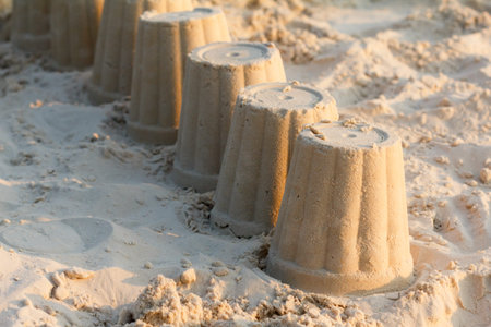 sand castle on a summer sand beach outdoors
