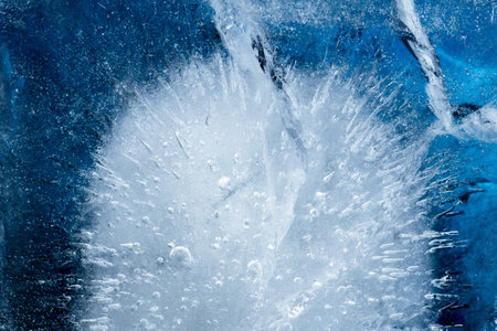 Ice cube texture background, macro water pattern frost. Crystal winter design