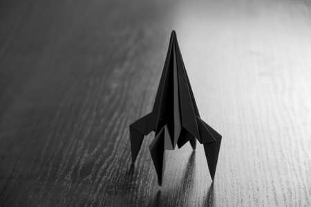 Paper homemade origami rocket. Craft work for childrenの写真素材