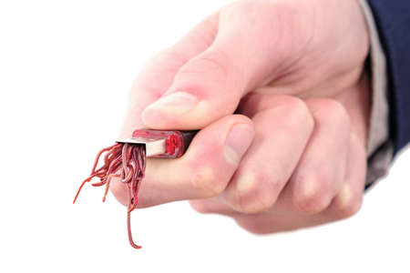 computer security breach due to worm virus attack from USB flash drive pc hackingの写真素材