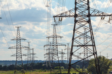 High-voltage power elecricity line indusrty danger wire.
