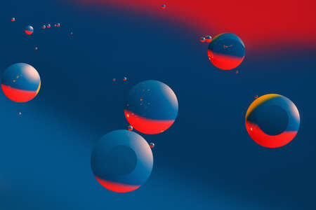 Close up Water drops macro with Rainbow colorful abstract backgroundの写真素材