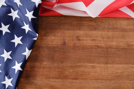 United States flag on wooden background copyspaceの写真素材