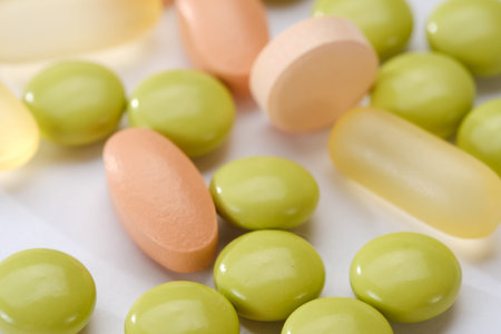 Medical abstract concept. pills and tablets capsule isolated on white background macro
