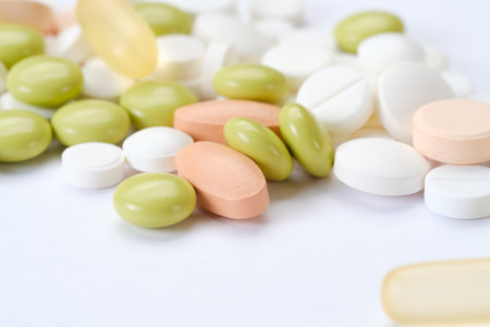 pills and tablets capsule isolated on white background macro