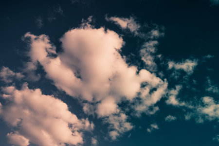 Background of dark clouds dramatic sky before a thunder-stormの写真素材