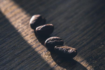 Closeup of coffee beans with macro crop