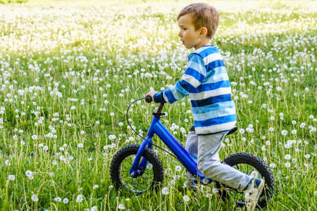 bike child summer bicycle kid boy park. cyclist childhood.の写真素材