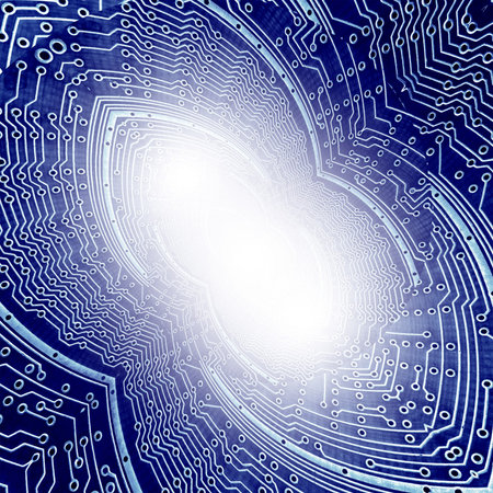 pcb printed circuit board pattern kaleidoscope background. seamless communication.