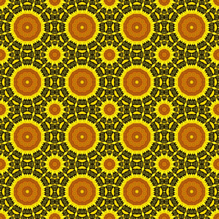sunflower pattern background sun flower floral mandala. kaleidoscopic yellow.